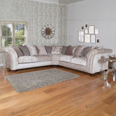 Holly Mink Fabric Scatter Back Corner Sofa With Studs - 2 corner 2